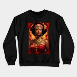 African Queen Tribal red ress retro vintage floral design Crewneck Sweatshirt